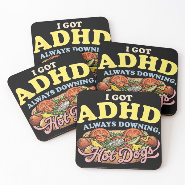 Item preview, I Got ADHD Always Downing Hot Dogs Funny Food Pun Retro Design designed and sold by Serene woods.