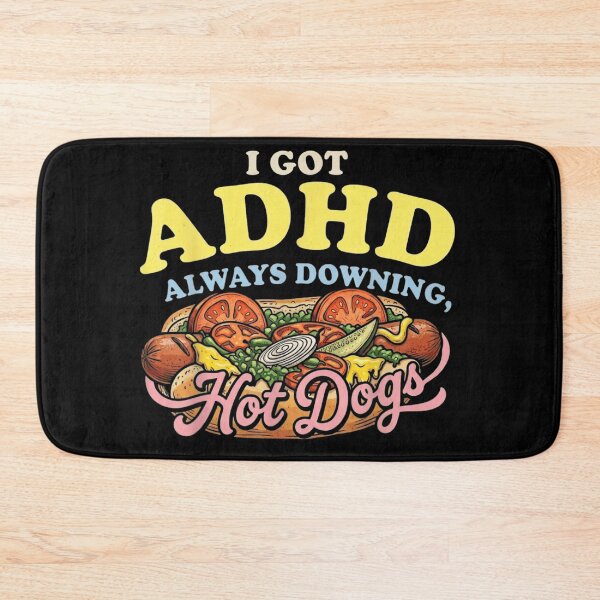 Item preview, I Got ADHD Always Downing Hot Dogs Funny Food Pun Retro Design designed and sold by Serene woods.