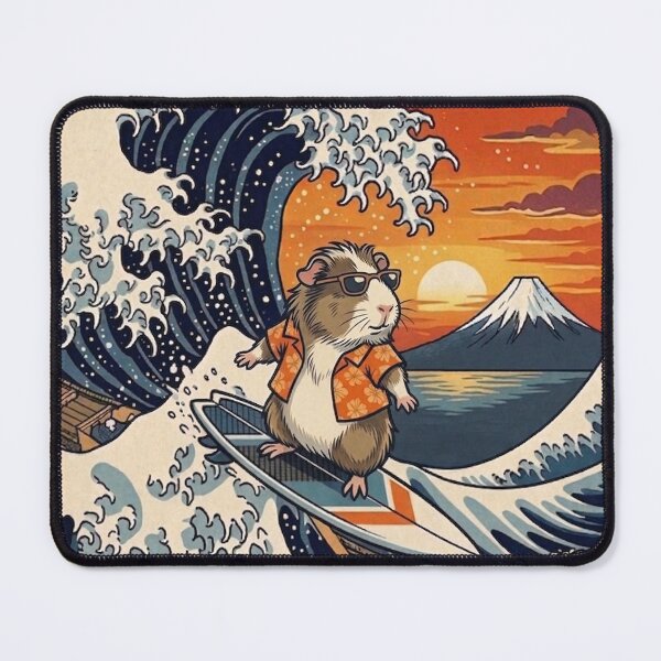 Item preview, Funny Guinea Pig Surfer Kanagawa Wave Japanese Sunset Vintage Boys Girls Kids designed and sold by FurryHavenPH.