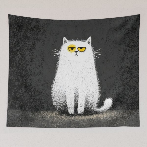 Item preview, White cat sits on dark ground designed and sold by anytka.