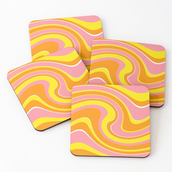 Item preview, 60's 70's Retro Liquid Stripe in Orange, Yellow and Pink designed and sold by MellowCat.