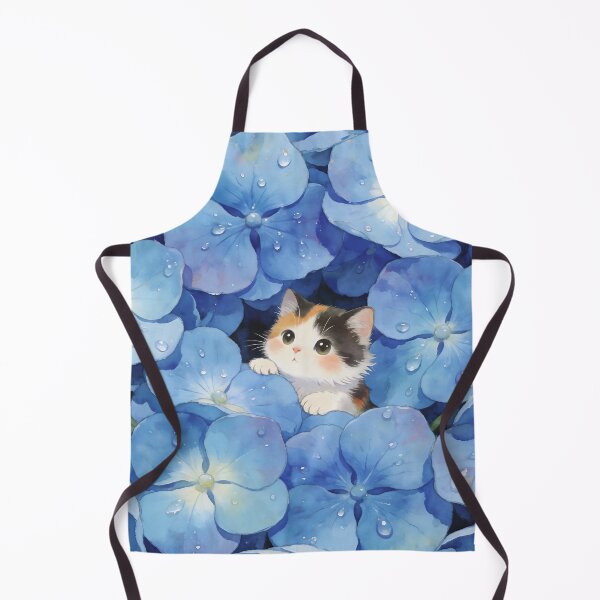 Item preview, Cute Cat and Blue Hydrangea Flowers designed and sold by deelitt.