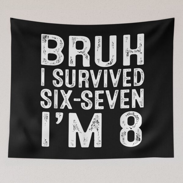 Item preview, Bruh I Survived Six-Seven I am 8 Funny Kids Birthday Celebration Quote designed and sold by Phil Ben.