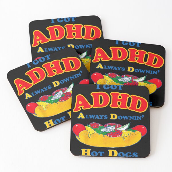 Item preview, I Got ADHD Always Downing Hot Dogs Vibrant Comic Style Food Joke designed and sold by Phil Ben.