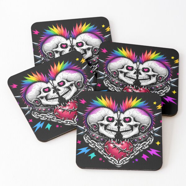 Item preview, Queer Punk Skull Rainbow Mohawk designed and sold by Cat-butt-shirts.