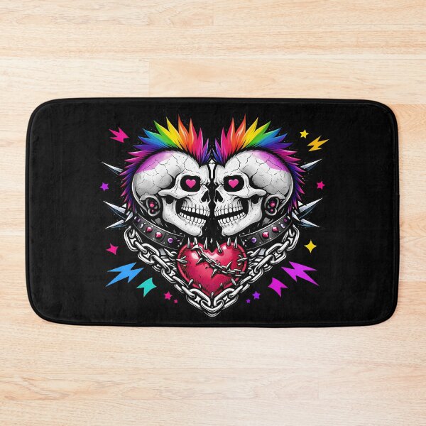 Artikelvorschau, Queer Punk Totenkopf Regenbogen Irokesen entworfen und verkauft von Cat-butt-shirts.