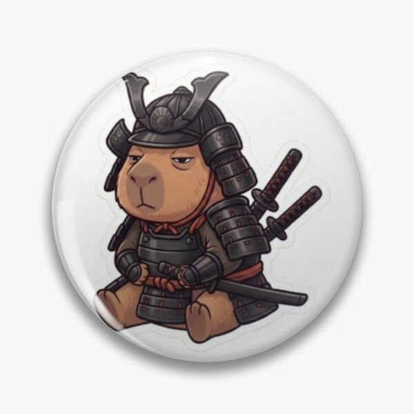 Artikelvorschau, Niedlicher ruhiger schwarzer Samurai-Capybara-Aufkleber entworfen und verkauft von CapyVerses.