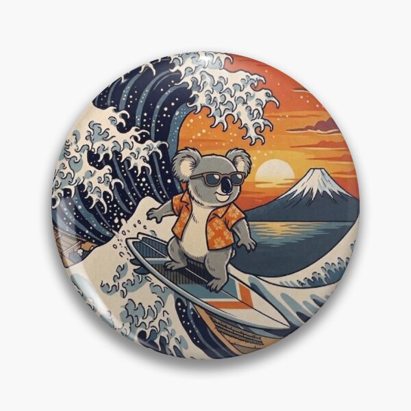 Item preview, Funny Koala Surfer Kanagawa Wave Japanese Sunset Vintage Boys Girls Kids designed and sold by FurryHavenPH.