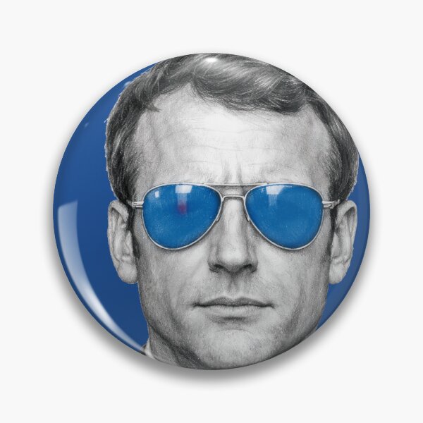 Item preview, Portrait of Emmanuel Macron, President of the French Republic, wearing his famous aviator-style sunglasses. designed and sold by Alan-David.