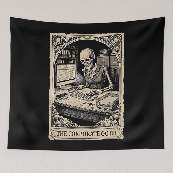 Item preview, Corporate Goth Tarot Card Skeleton Funny Office Worker designed and sold by ElaineZPink.