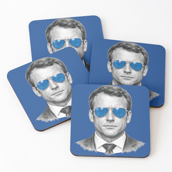Item preview, Portrait of Emmanuel Macron, President of the French Republic, wearing his famous aviator-style sunglasses. designed and sold by Alan-David.
