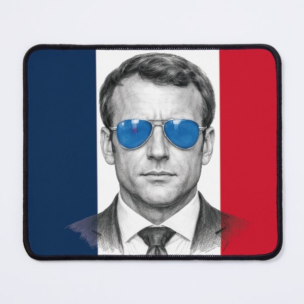 Item preview, Portrait of Emmanuel Macron, President of the French Republic, wearing his famous aviator-style sunglasses. designed and sold by Alan-David.