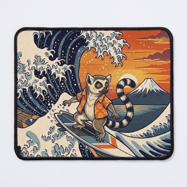 Item preview, Funny Lemur Surfer Kanagawa Wave Japanese Sunset Vintage Boys Girls Kids designed and sold by FurryHavenPH.