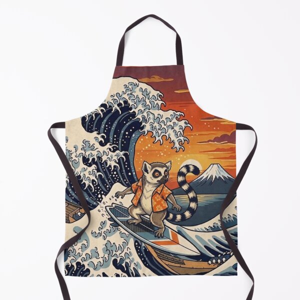 Item preview, Funny Lemur Surfer Kanagawa Wave Japanese Sunset Vintage Boys Girls Kids designed and sold by FurryHavenPH.