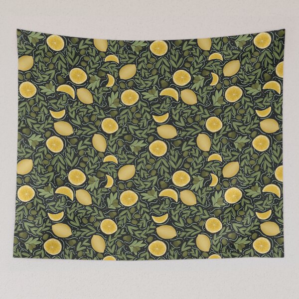 Item preview, Mediterranean Lemon and Green Olive Seamless Pattern designed and sold by Seamlessly Buffalo.