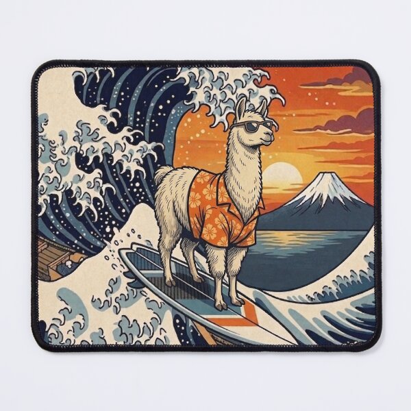 Item preview, Funny Llama Surfer Kanagawa Wave Japanese Sunset Vintage Boys Girls Kids designed and sold by FurryHavenPH.