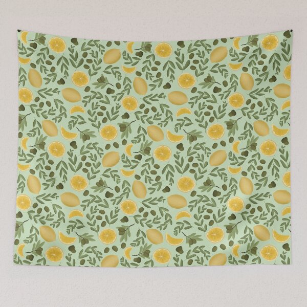 Item preview, Mediterranean Lemon and Green Olive Seamless Pattern designed and sold by Seamlessly Buffalo.