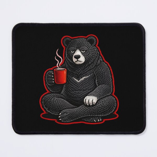 Item preview, Bear Coffee Grind – Hustle Mode Embroidery Patch Style designed and sold by ColorSplash123.