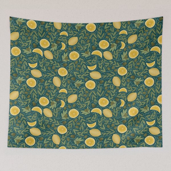 Item preview, Mediterranean Lemon and Green Olive Seamless Pattern designed and sold by Seamlessly Buffalo.