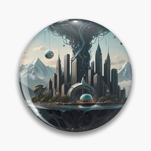 Item preview, Futuristic Dream City Encased In Glass Above Water designed and sold by ArtaFutura.