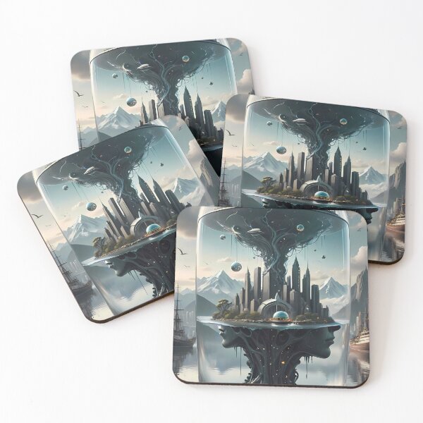 Item preview, Futuristic Dream City Encased In Glass Above Water designed and sold by ArtaFutura.