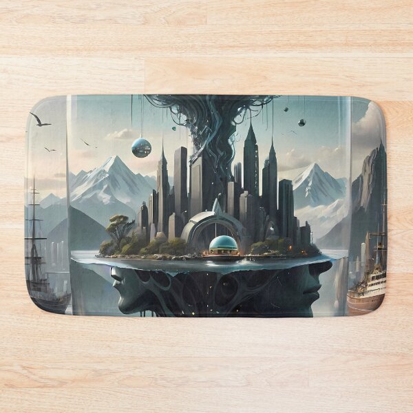 Item preview, Futuristic Dream City Encased In Glass Above Water designed and sold by ArtaFutura.