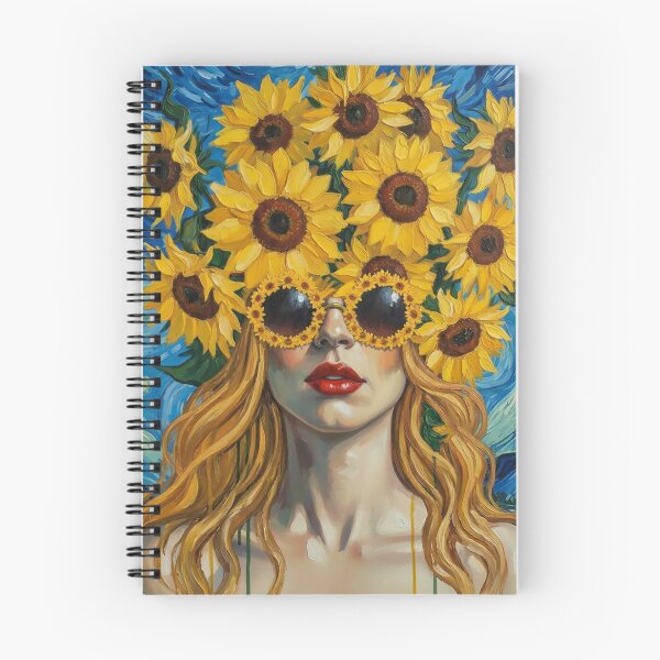 Item preview, Beautiful woman with sunflower head. Van Gogh style print designed and sold by iclipart.