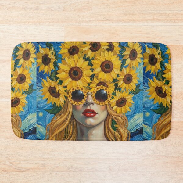 Item preview, Beautiful woman with sunflower head. Van Gogh style print designed and sold by iclipart.