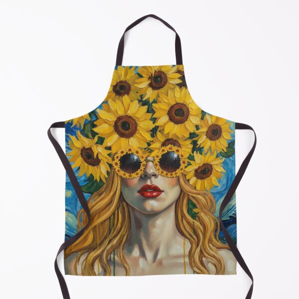 Item preview, Beautiful woman with sunflower head. Van Gogh style print designed and sold by iclipart.