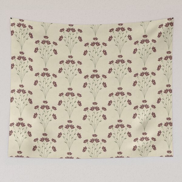Item preview, Dark Vintage Floral Cosmos Botanical Pattern designed and sold by Seamlessly Buffalo.