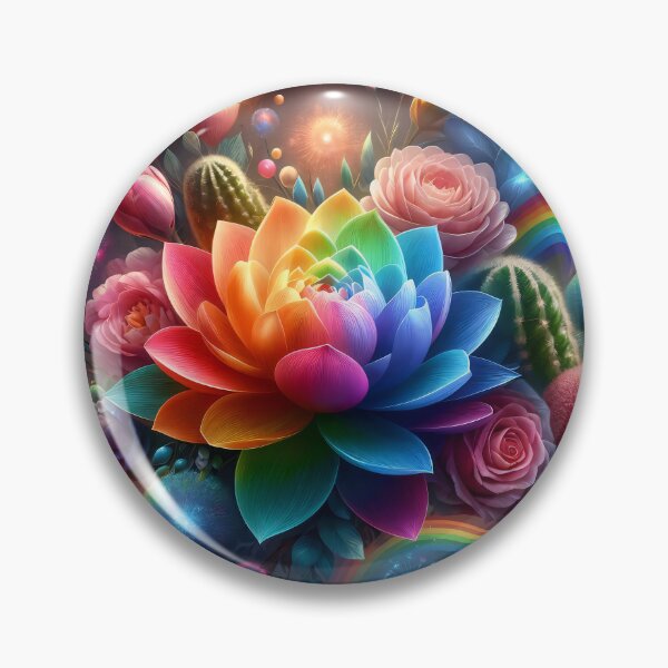 Artikelvorschau, Regenbogen-Lotusblumenkunst zum Thema Autismus entworfen und verkauft von AI-Only Creations.
