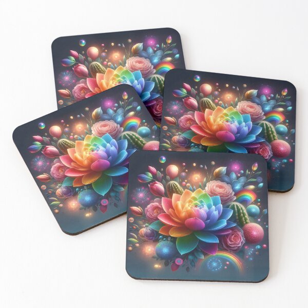 Item preview, Autism Awareness Rainbow Lotus Floral Art designed and sold by AI-Only Creations.