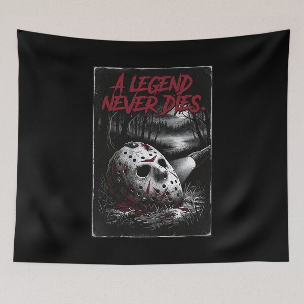Item preview, A Legend Never Dies Slasher Hockey Mask Horror designed and sold by DraftAndDoneArt.