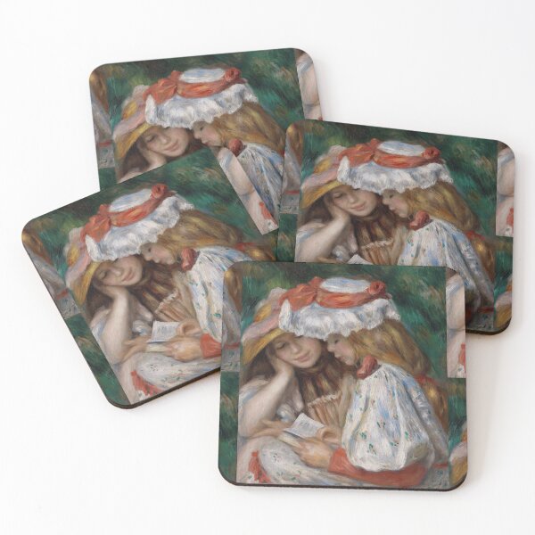 Item preview, Two Girls Reading by Pierre-Auguste Renoir: Romantic Impressionist Fine Art Print designed and sold by artofuniverse.