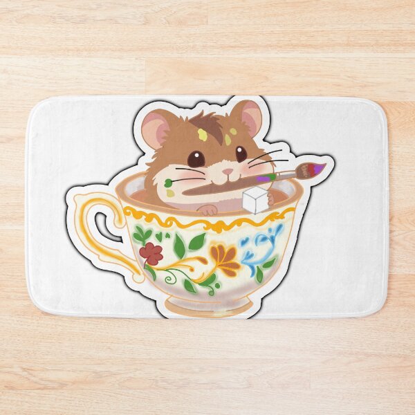 Artikelvorschau, Niedlicher Künstler-Hamster-Aufkleber – Kawaii-Gemälde-Hamster in Teetassen-Ästhetik entworfen und verkauft von pn_terest.