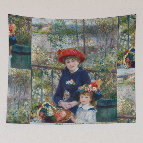 Item preview, Two Sisters on the Terrace by Pierre-Auguste Renoir: Impressionist Fine Art Print designed and sold by artofuniverse.