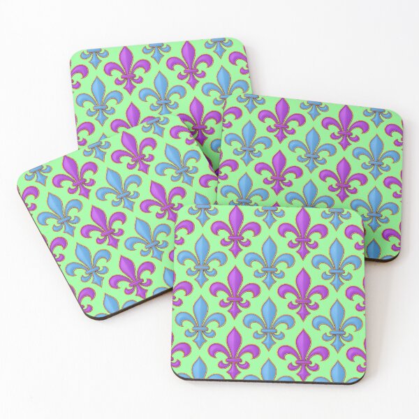 Item preview, Green Blue Purple Fleur-de-lis Design designed and sold by PatternTitan.
