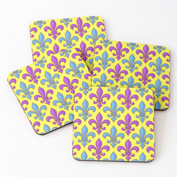 Item preview, Yellow Blue Purple Fleur-de-lis Design designed and sold by PatternTitan.