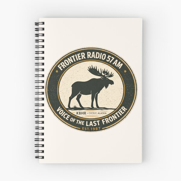 Item preview, Frontier Radio 57 AM KBHR Cicely Alaska Vintage Moose Badge | Northern Exposure Inspired Retro Graphic designed and sold by astersgraphics.