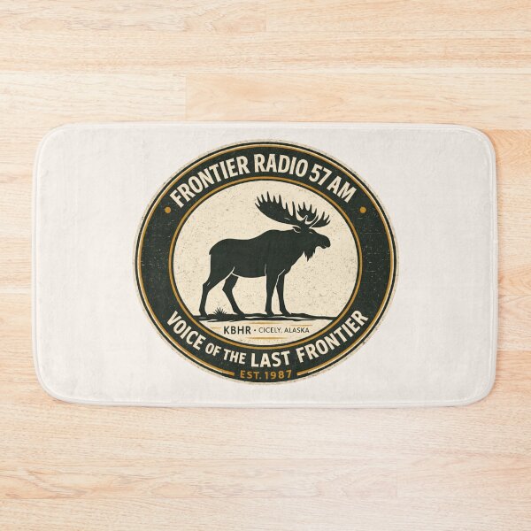Item preview, Frontier Radio 57 AM KBHR Cicely Alaska Vintage Moose Badge | Northern Exposure Inspired Retro Graphic designed and sold by astersgraphics.