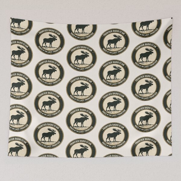 Item preview, Frontier Radio 57 AM KBHR Cicely Alaska Vintage Moose Badge | Northern Exposure Inspired Retro Graphic designed and sold by astersgraphics.