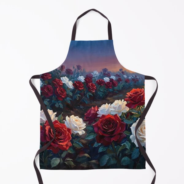Item preview, Red & White Rose Garden Painting – Romantic Floral Sunset Wall Art designed and sold by DesignAnother.