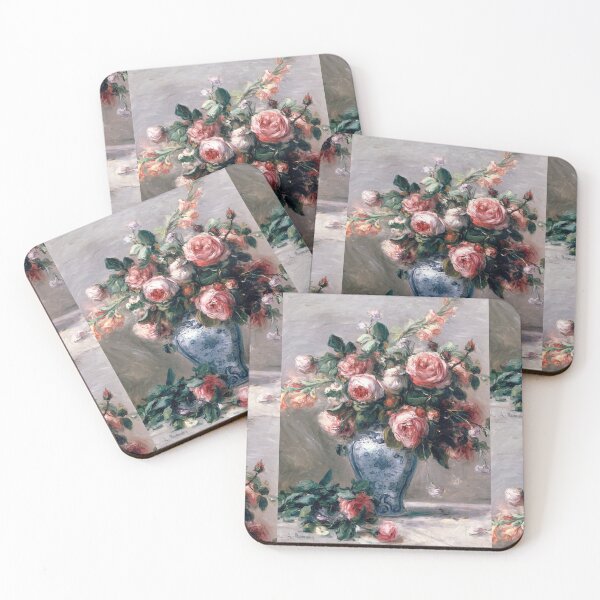 Item preview, Vase of Roses by Pierre-Auguste Renoir: Romantic Impressionist Floral Poster designed and sold by artofuniverse.