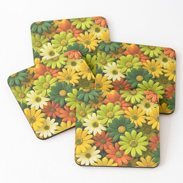 Item preview, Realistic Daisy Botanical Green Retro Floral Rich Aesthetic Pattern designed and sold by ArtivioShop.