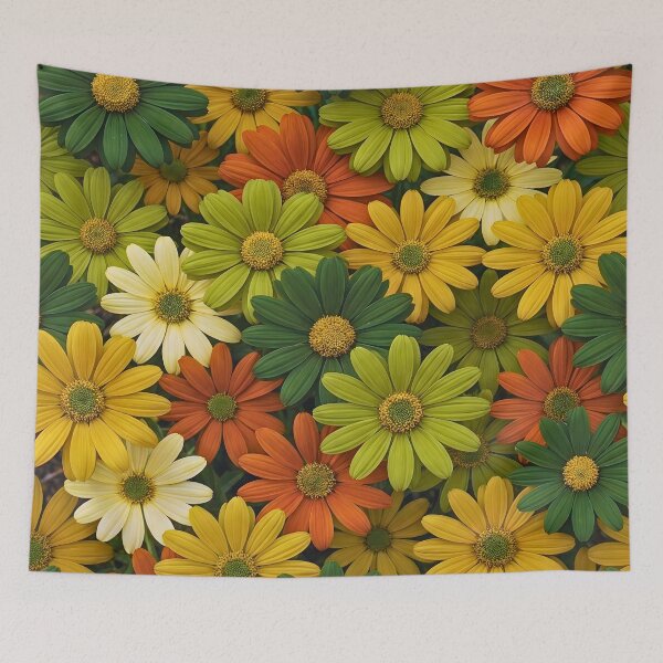 Item preview, Realistic Daisy Botanical Green Retro Floral Rich Aesthetic Pattern designed and sold by ArtivioShop.