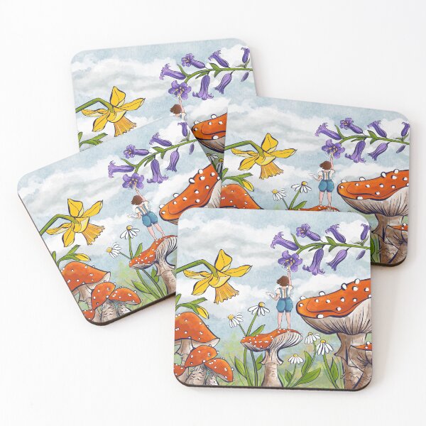 Item preview, Spring with little girl painting flowers mushrooms designed and sold by Squtza.