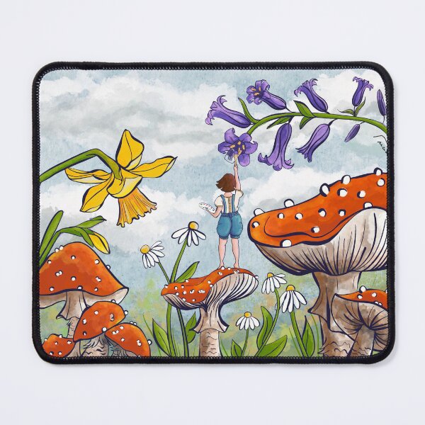 Item preview, Spring with little girl painting flowers mushrooms designed and sold by Squtza.