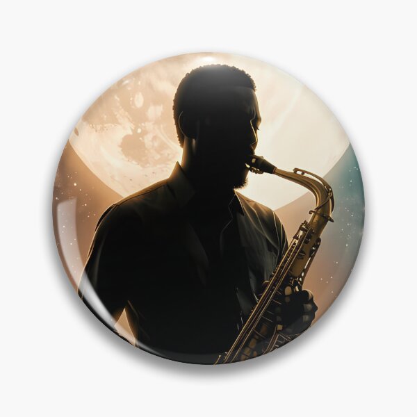 Item preview, Moonlit Saxophonist Beneath Cosmic Skies And Rocket Trails designed and sold by ArtaFutura.