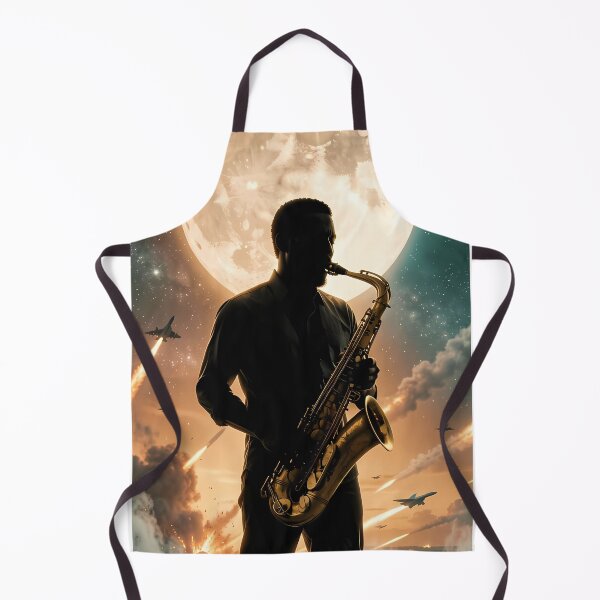 Item preview, Moonlit Saxophonist Beneath Cosmic Skies And Rocket Trails designed and sold by ArtaFutura.