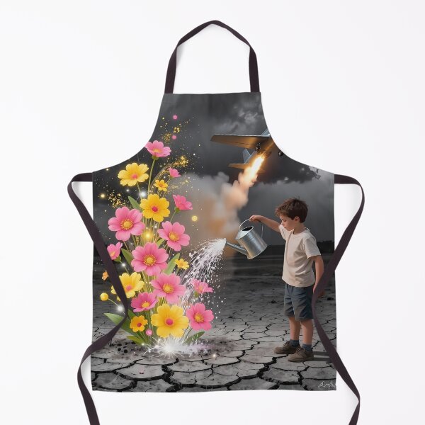 Item preview, Child Watering Hopeful Flowers Beneath Storm And Rocket designed and sold by ArtaFutura.
